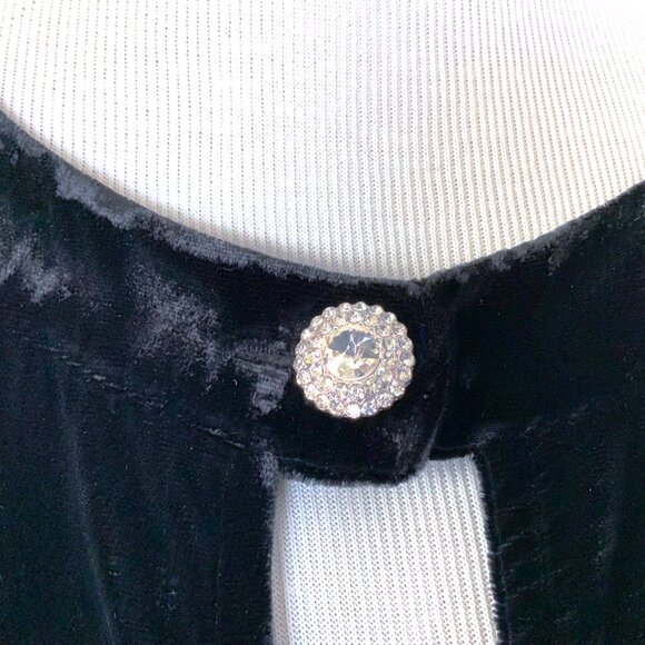New Talbots Black Velvet Long-Sleeve Top Rhinestone Embellished  Sz L - Picture 8 of 16